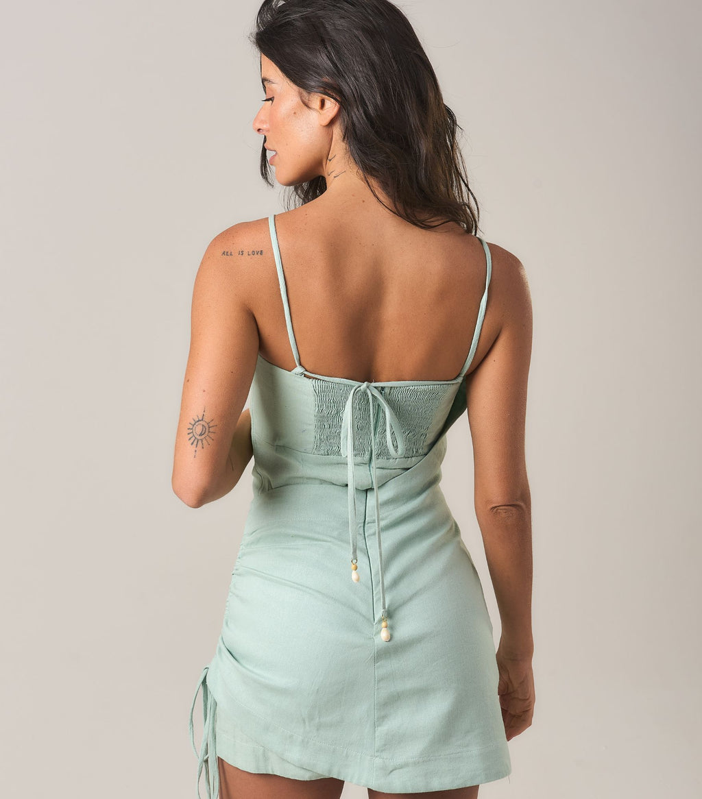 Macaquinho de linho verde-menta Manu