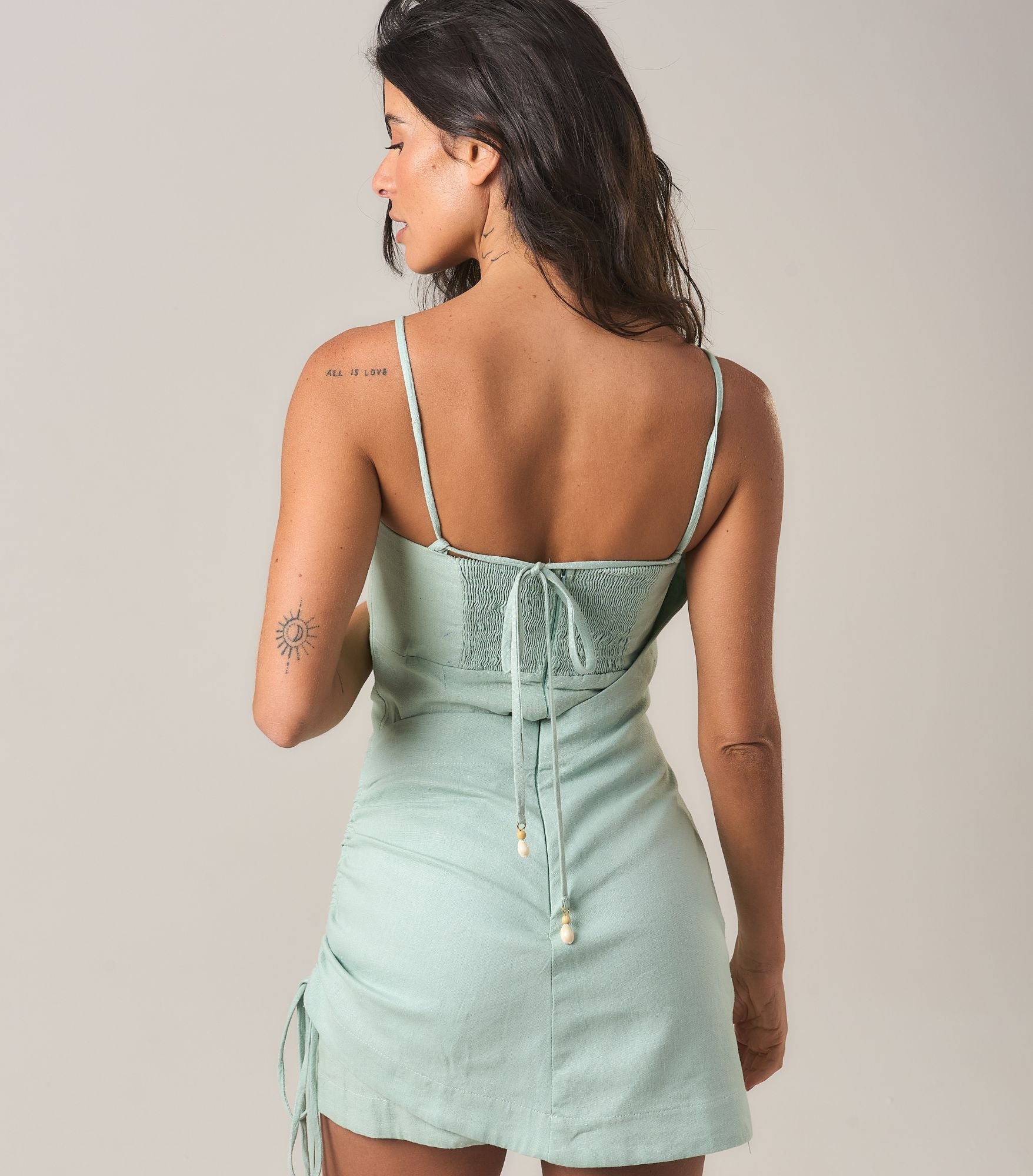 Macaquinho de linho verde-menta Manu