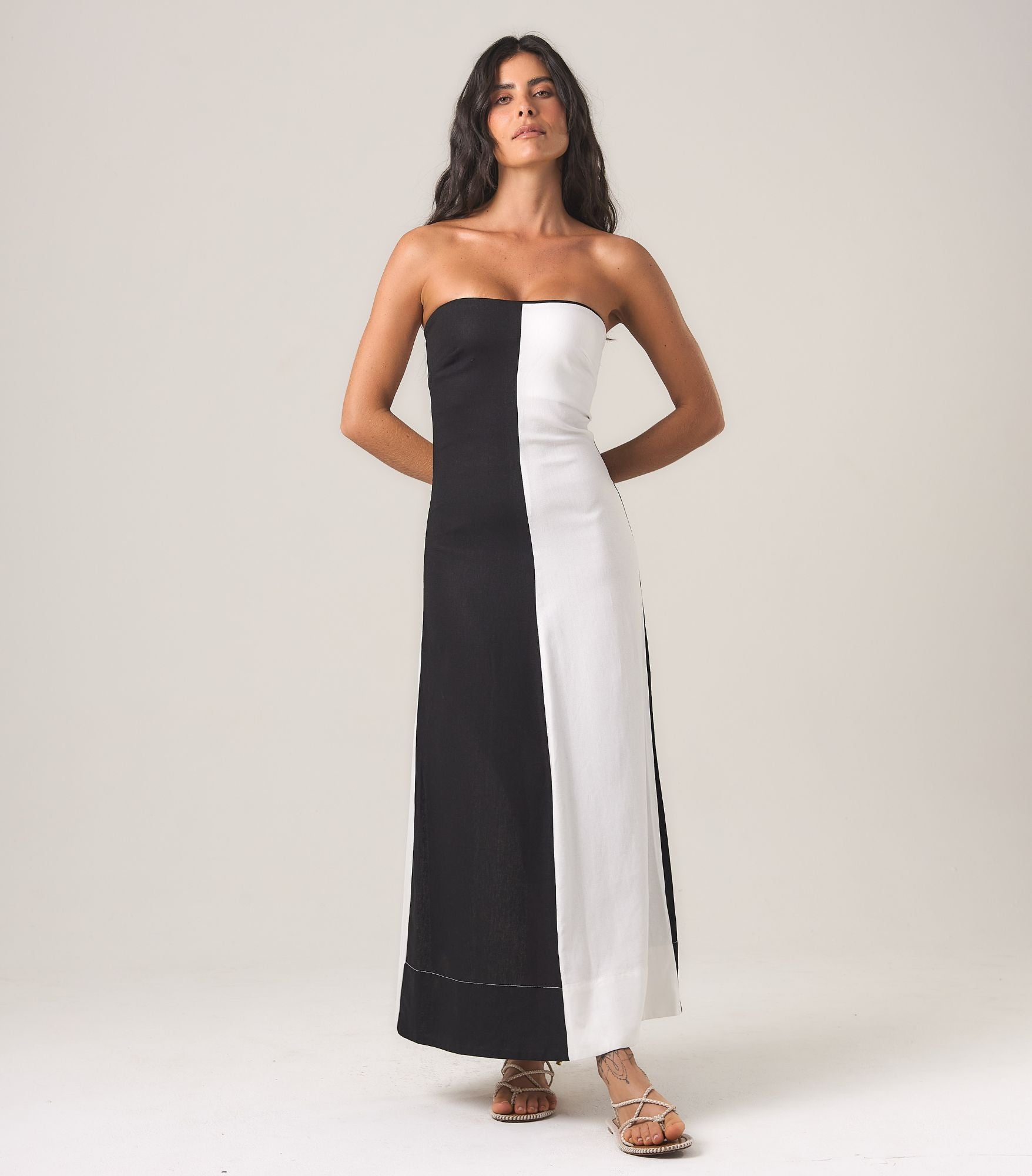 Vestido de Linho bicolor Maia