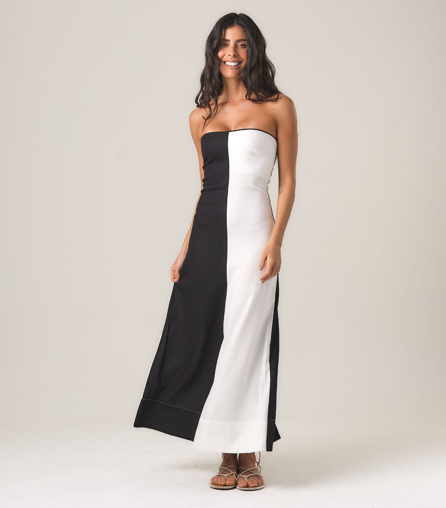Vestido de Linho bicolor Maia