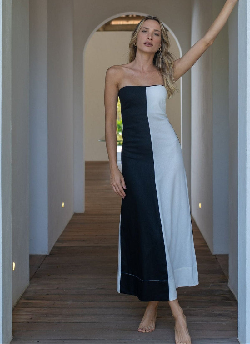 Vestido de Linho bicolor Maia