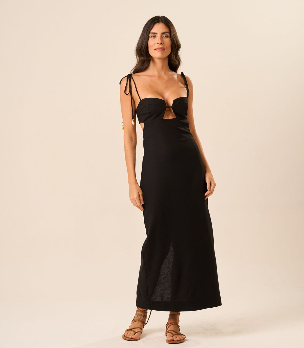 Vestido de Linho preto Alana