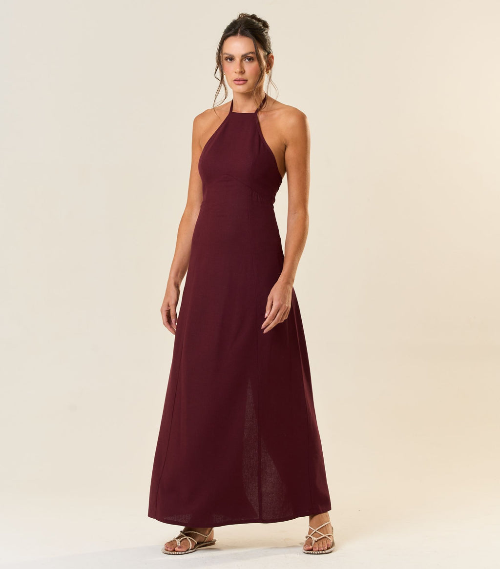 Vestido de Linho jabuticaba Tricia