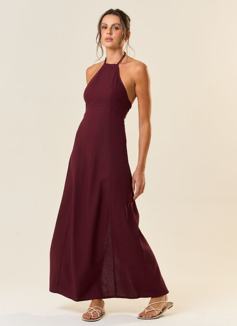 Vestido de Linho jabuticaba Tricia