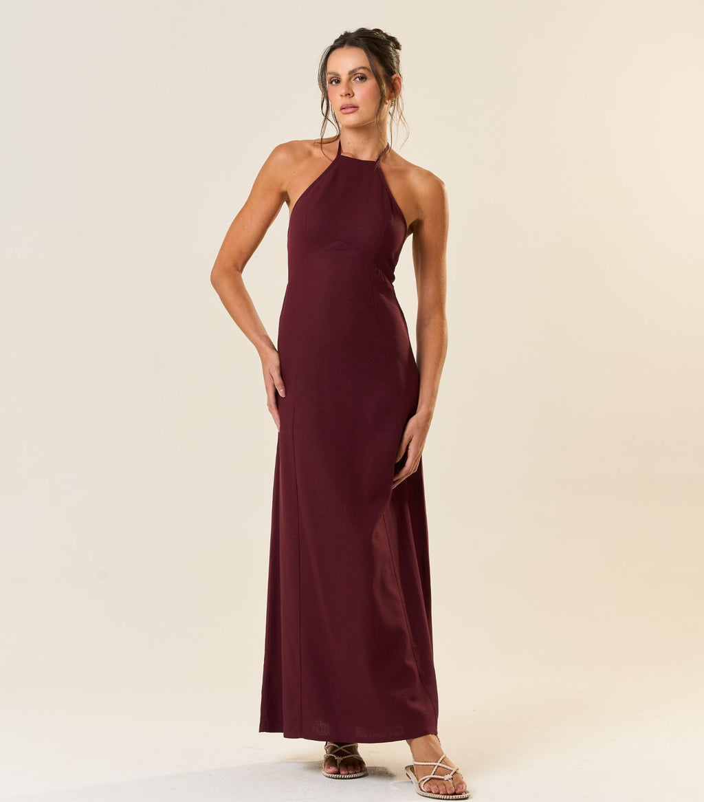 Vestido de Linho jabuticaba Tricia