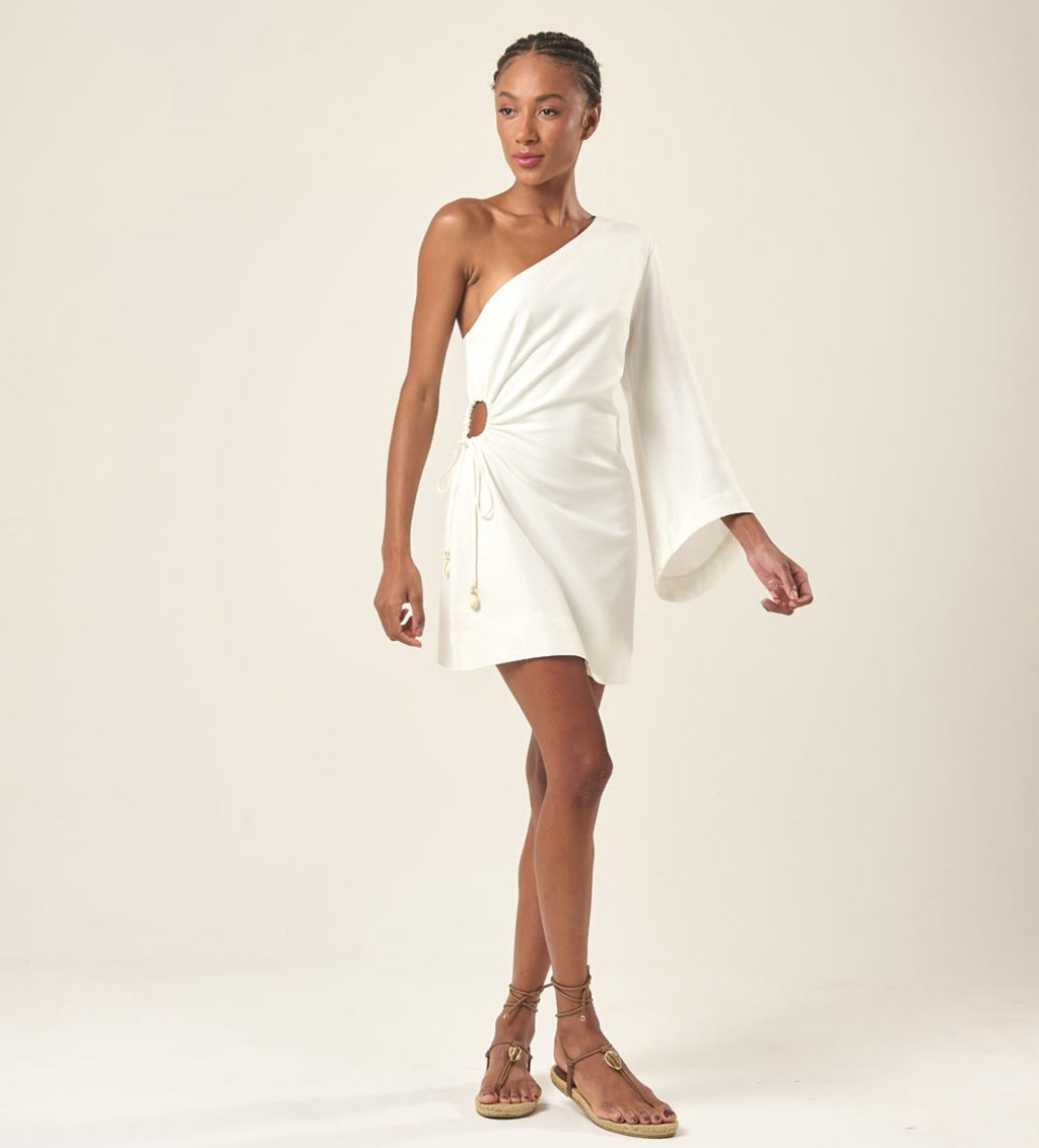 Vestido de linho off-white Camila