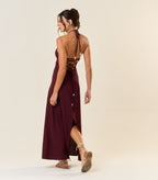 Vestido de Linho jabuticaba Tricia