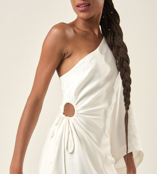 Vestido de linho off-white Camila