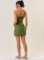 Vestido de linho verde-oliva Eva