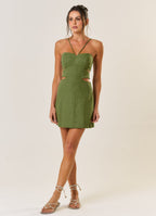 Vestido de linho verde-oliva Eva