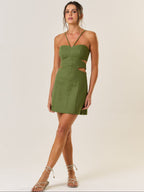 Vestido de linho verde-oliva Eva