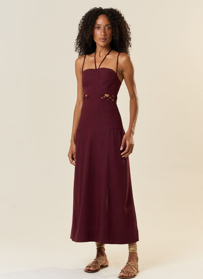 Vestido de Linho jabuticaba Ale