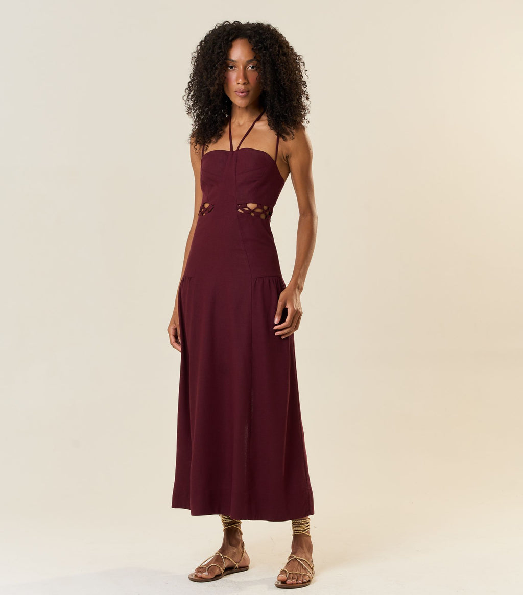 Vestido de Linho jabuticaba Ale