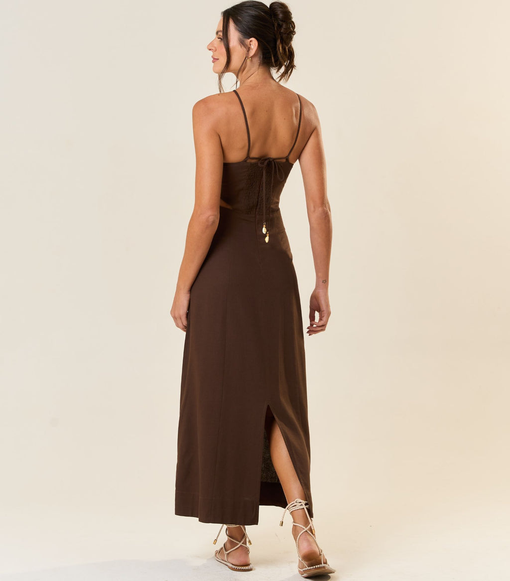 Vestido de Linho marrom-café Laila