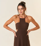 Vestido de Linho marrom-café Laila