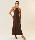 Vestido de Linho marrom-café Laila