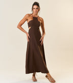 Vestido de Linho marrom-café Laila