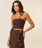 Saia de linho marrom-café Zoe