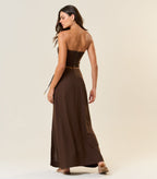 Top de linho marrom-café Zoe