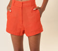 Short de linho laranja-urucum Lari