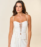 Top de linho off-white Cleo