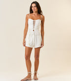 Top de linho off-white Cleo