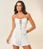 Top de linho off-white Cleo