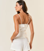 Top de linho off-white Cleo