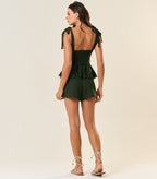 Short de linho verde-floresta Lari