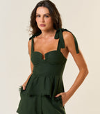 Top de linho verde-floresta Flora