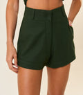Short de linho verde-floresta Lari