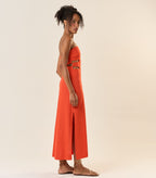 Vestido de Linho laranja-urucum Mavi