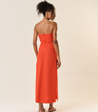 Vestido de Linho laranja-urucum Mavi