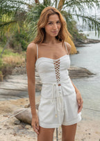 Top de linho off-white Cleo