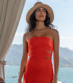 Vestido de Linho laranja-urucum Mavi