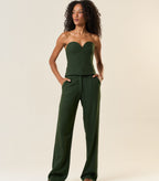 Calça de linho verde-floresta Elisa