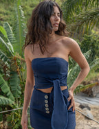 Top de linho marinho Mel