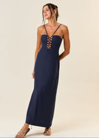 Vestido de Linho marinho Mia