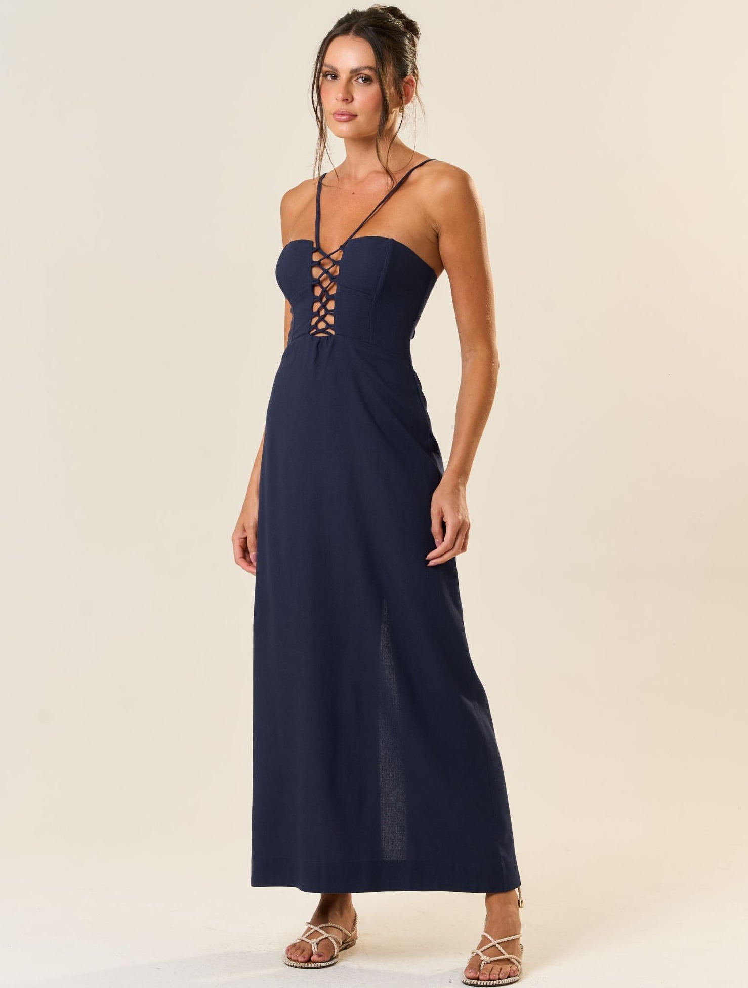 Vestido de Linho marinho Mia