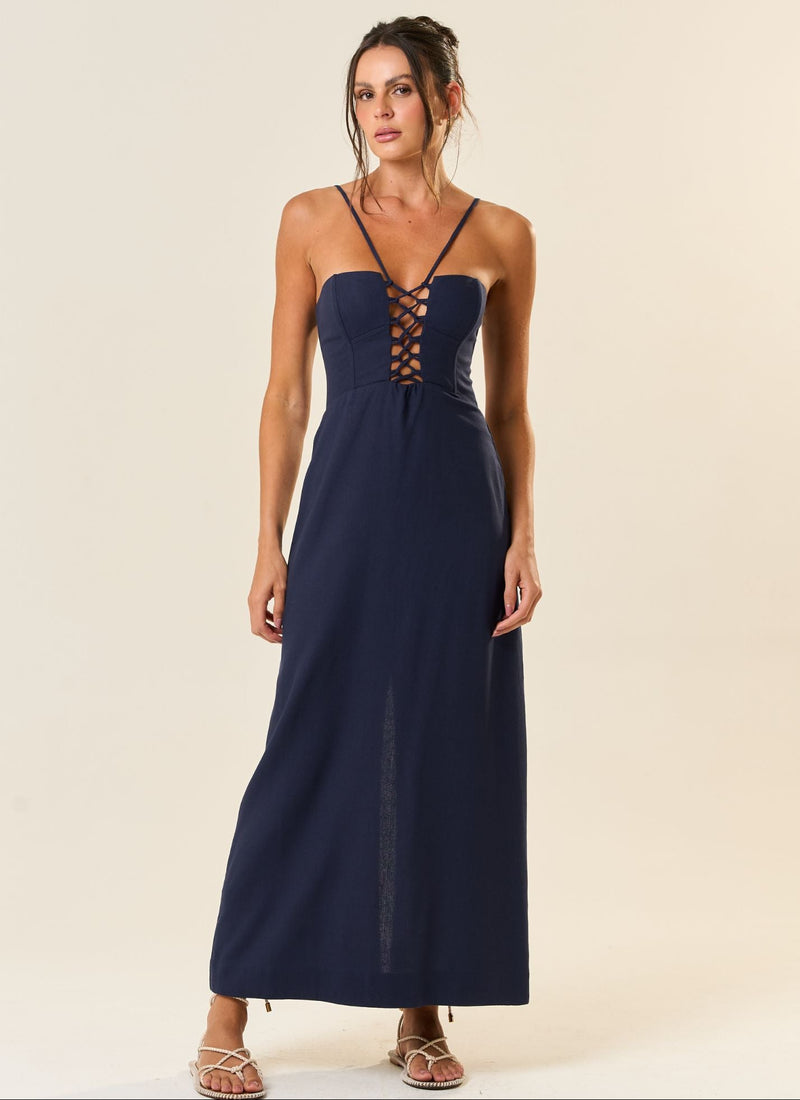 Vestido de Linho marinho Mia