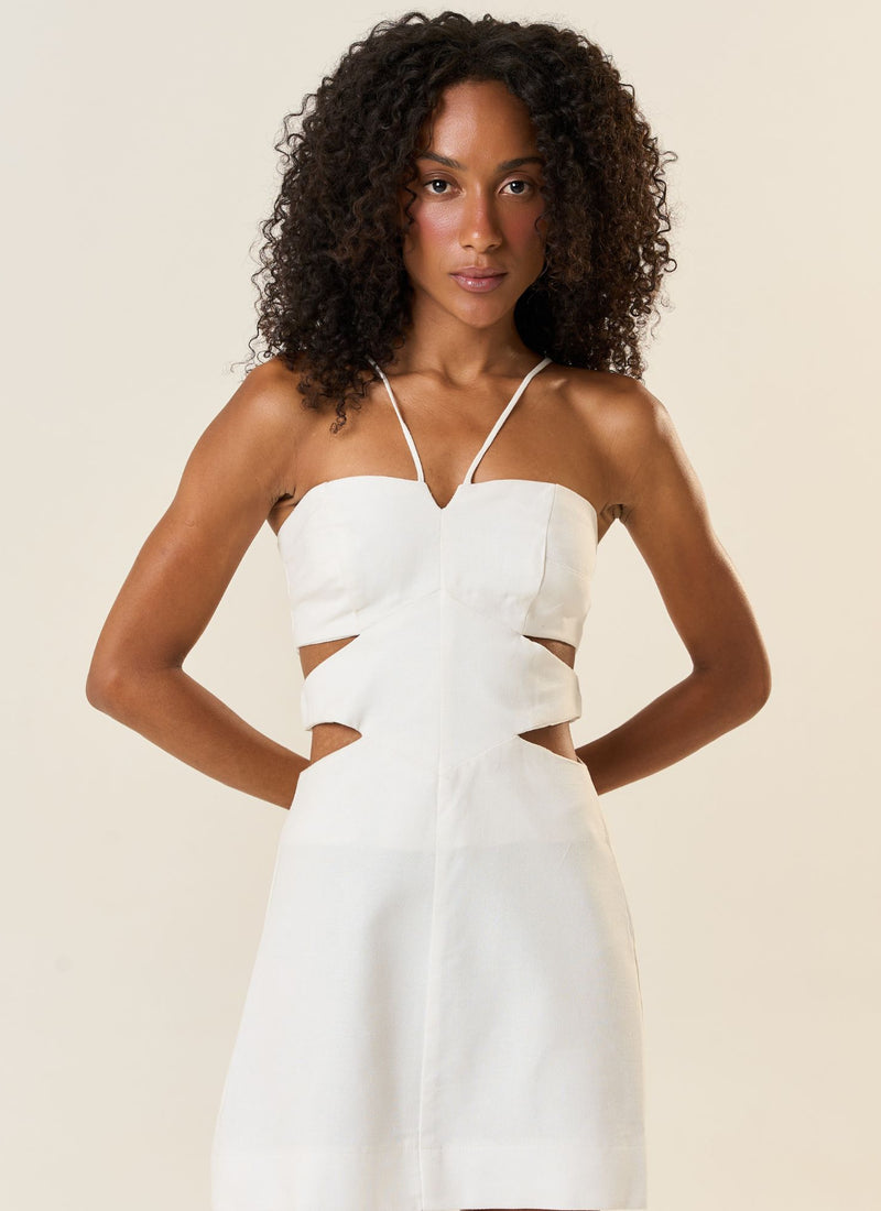 Vestido de linho off-white Eva