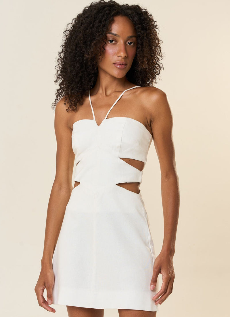 Vestido de linho off-white Eva