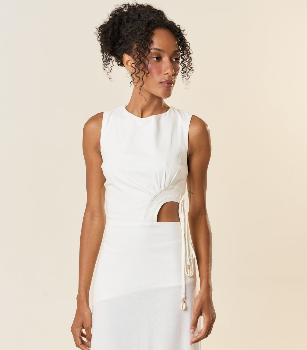 Vestido de Linho off-white Marina