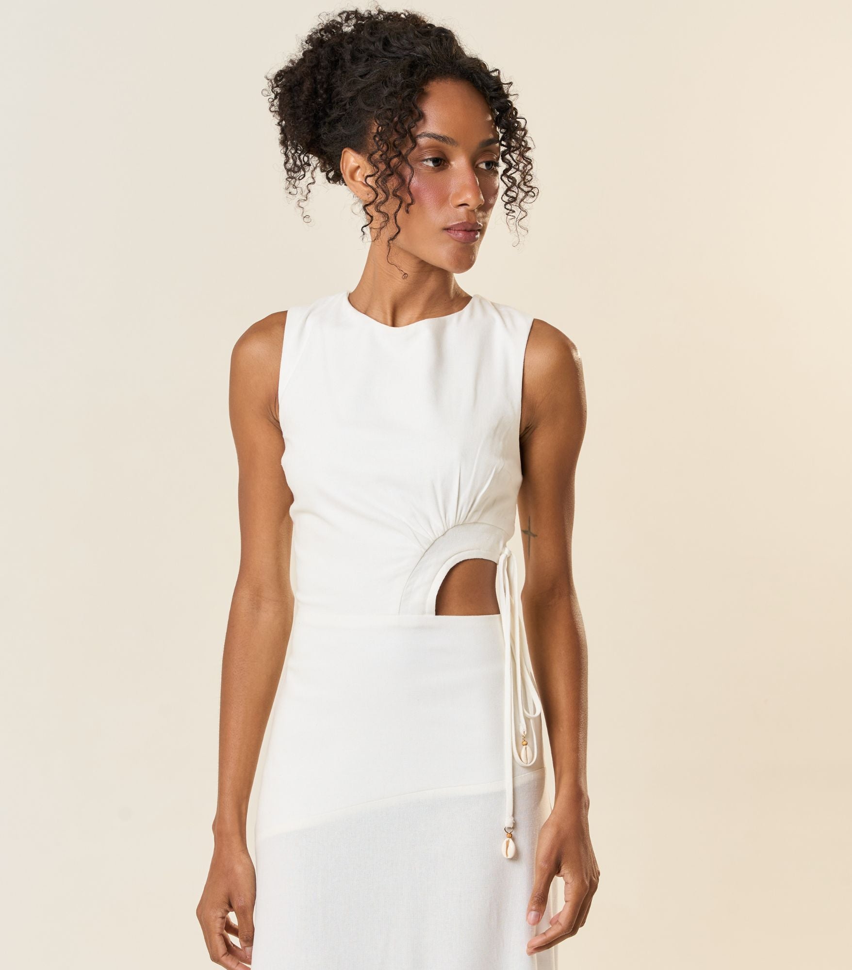 Vestido de Linho off-white Marina