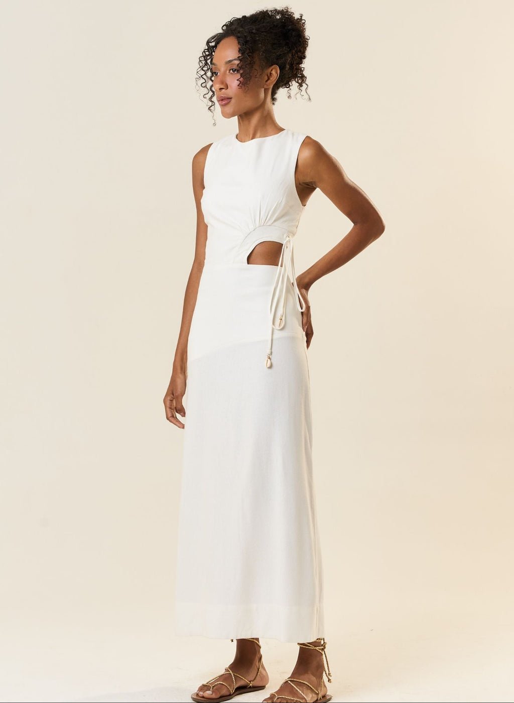 Vestido de Linho off-white Marina