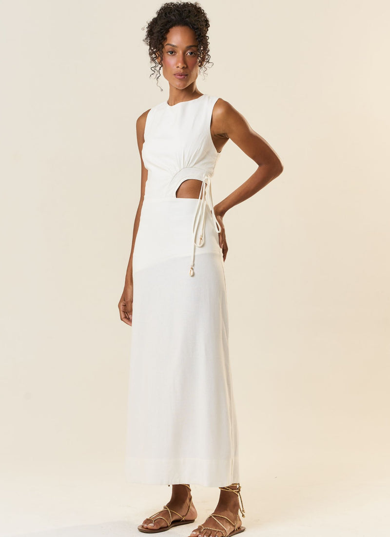 Vestido de Linho off-white Marina