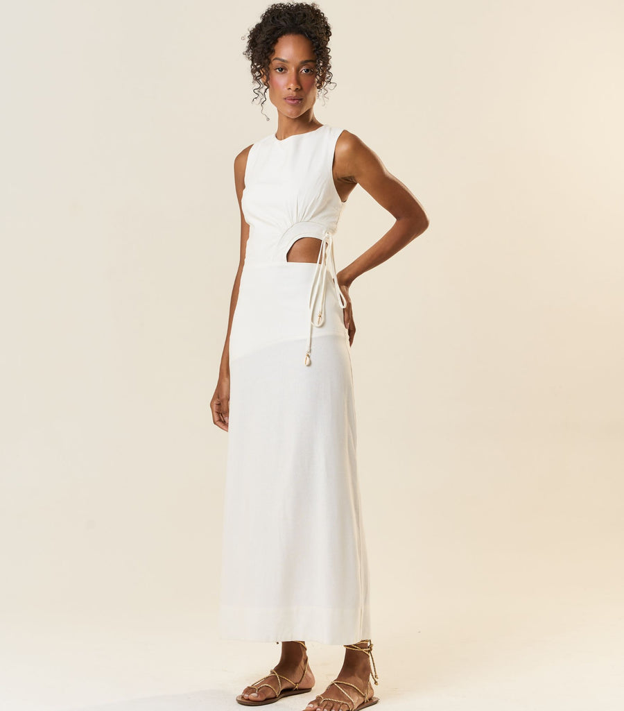 Vestido de Linho off-white Marina