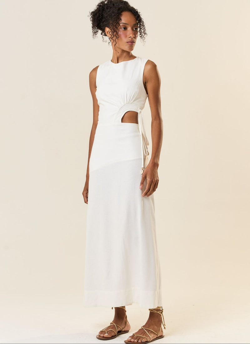 Vestido de Linho off-white Marina