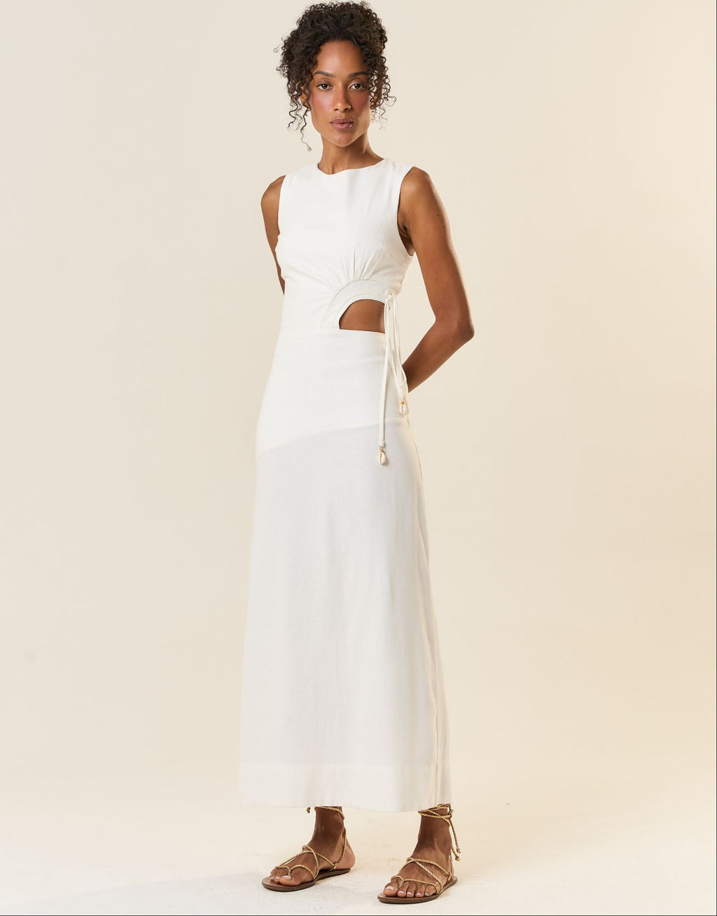 Vestido de Linho off-white Marina