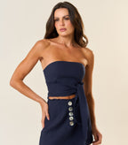 Short-Saia de Linho marinho Pérola